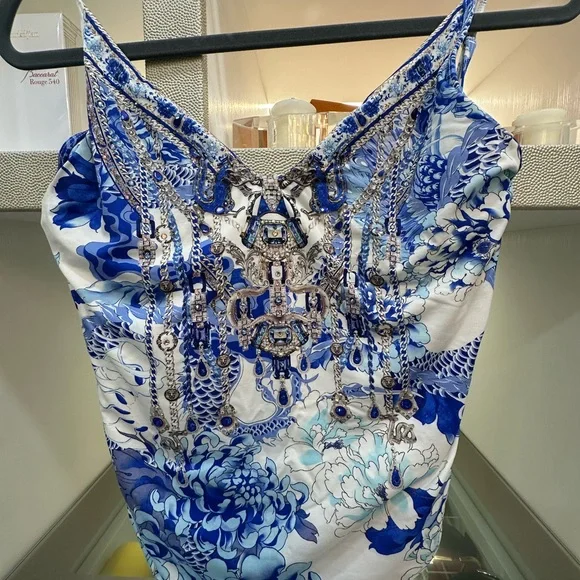 Camilla Blue and White Floral One Piece Swimsuit Size Medium - Picture 3 of 8